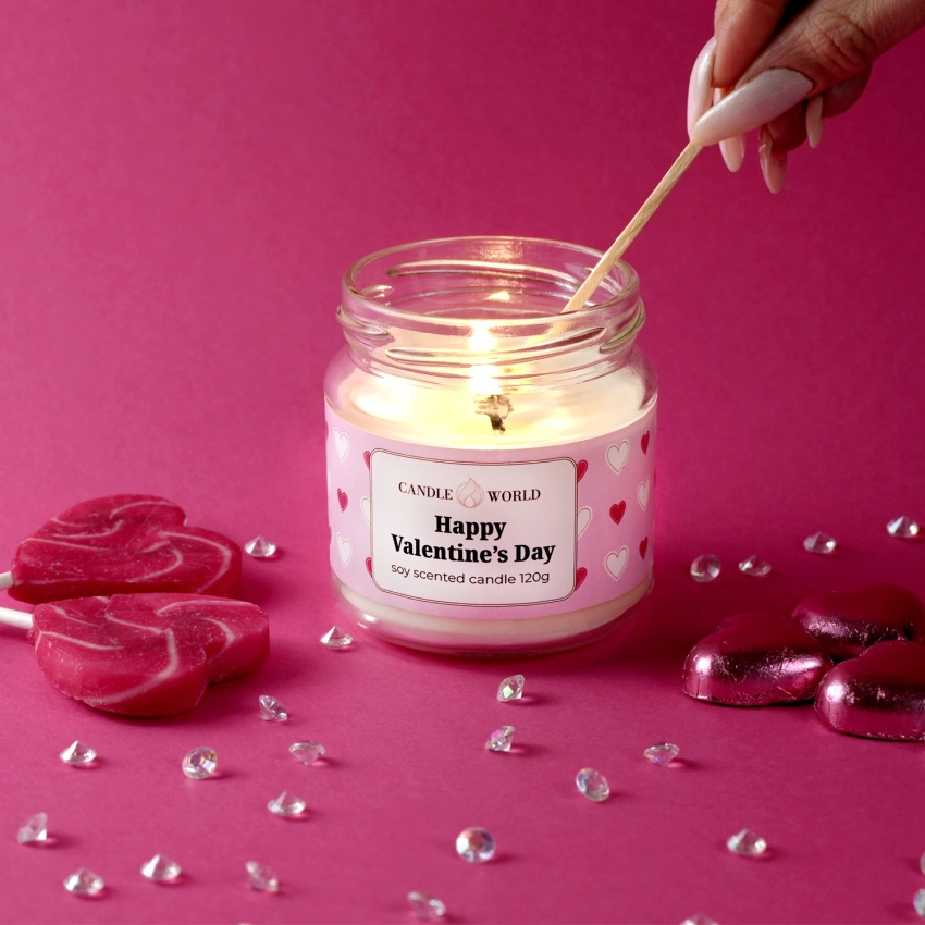 Candle World sojowa świeca zapachowa walentynkowa słoik Happy Valentine’s Day 120 g