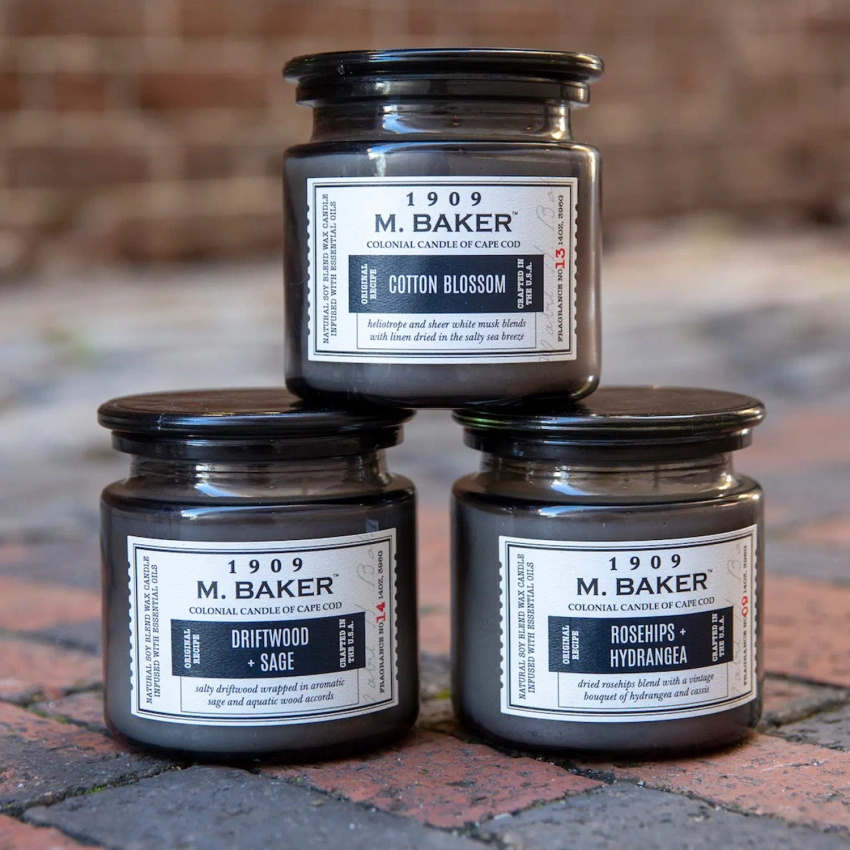 Colonial Candle M Baker grande bougie parfumée au soja pot d'apothicaire 14 oz 396 g - Cotton Blossom