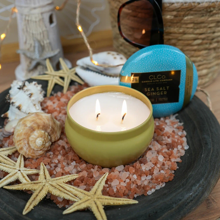 Geurkaars met 2 lonten Zeezout Gember - Sea Salt Ginger Candle-lite