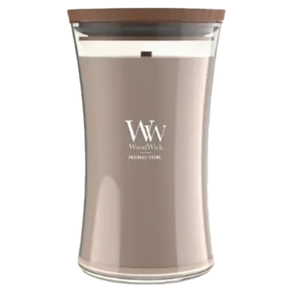 Candela profumata grande WoodWick con stoppino in legno da 610 g - Patchouli Créme
