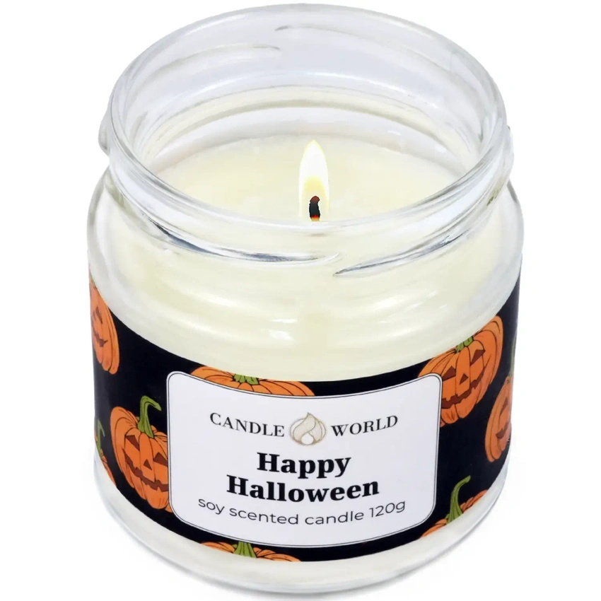 Candle World sojová vonná svíčka sklenice Happy Halloween 120 g Dýně