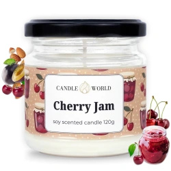 Candle World candela di soia profumata barattolo Cherry Jam 120 g Ciliegia