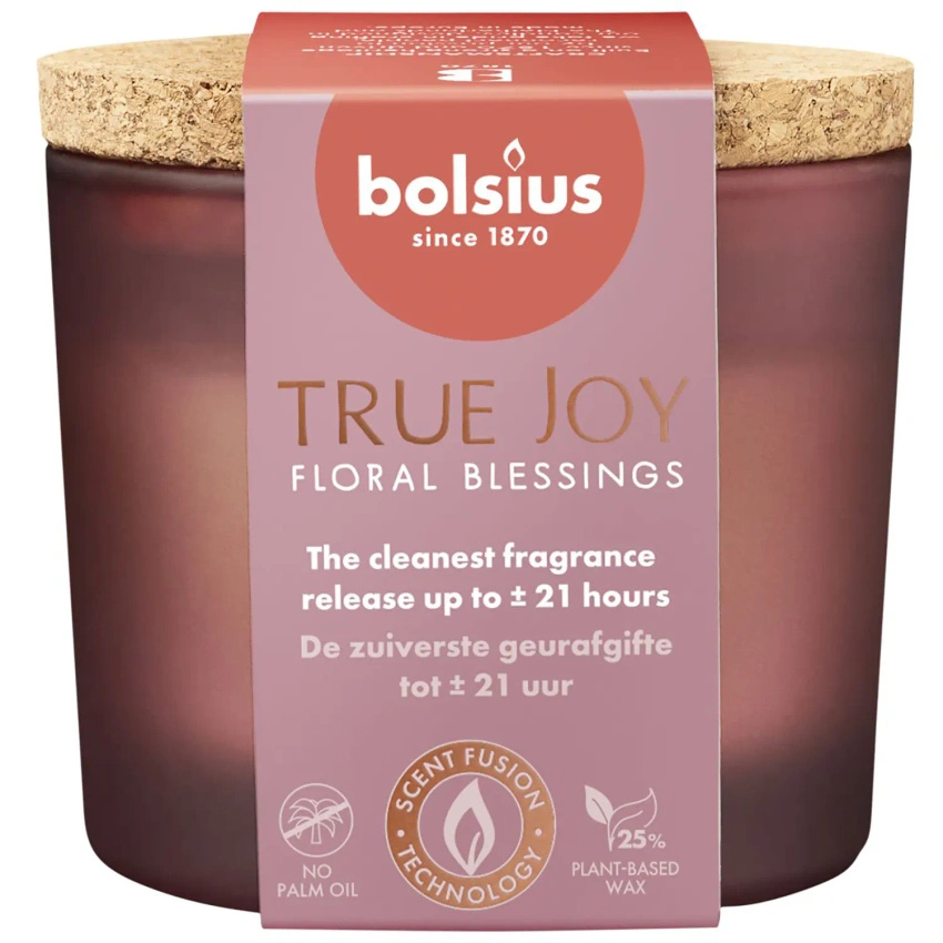 Bolsius medium scented candle in glass 66/83 mm True Joy - Floral Blessings