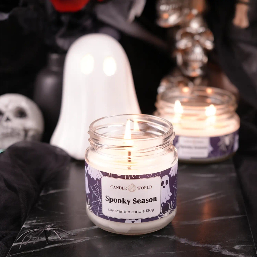 Candle World vela de soja perfumada tarro Spooky Season 120 g Bosque oscuro