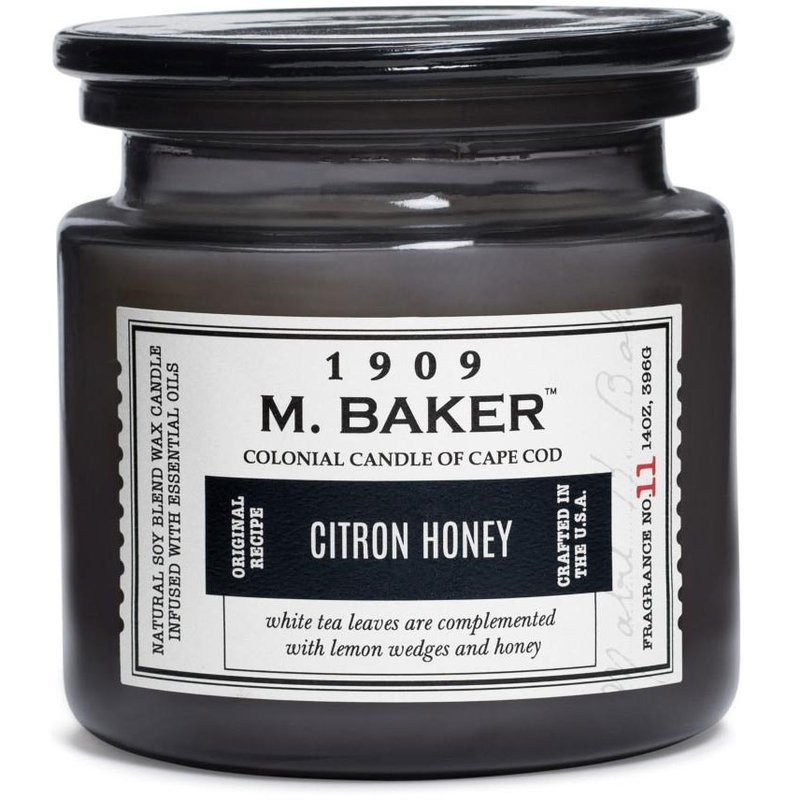 Colonial Candle M Baker grande bougie parfumée au soja pot d'apothicaire 14 oz 396 g - Citron Honey