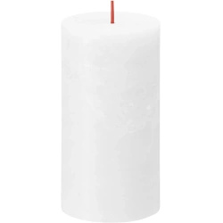 Bolsius rustieke boomstam kandelaar Rustic Shine 130/68 mm 13 cm - Frosty White Bewolkt Wit