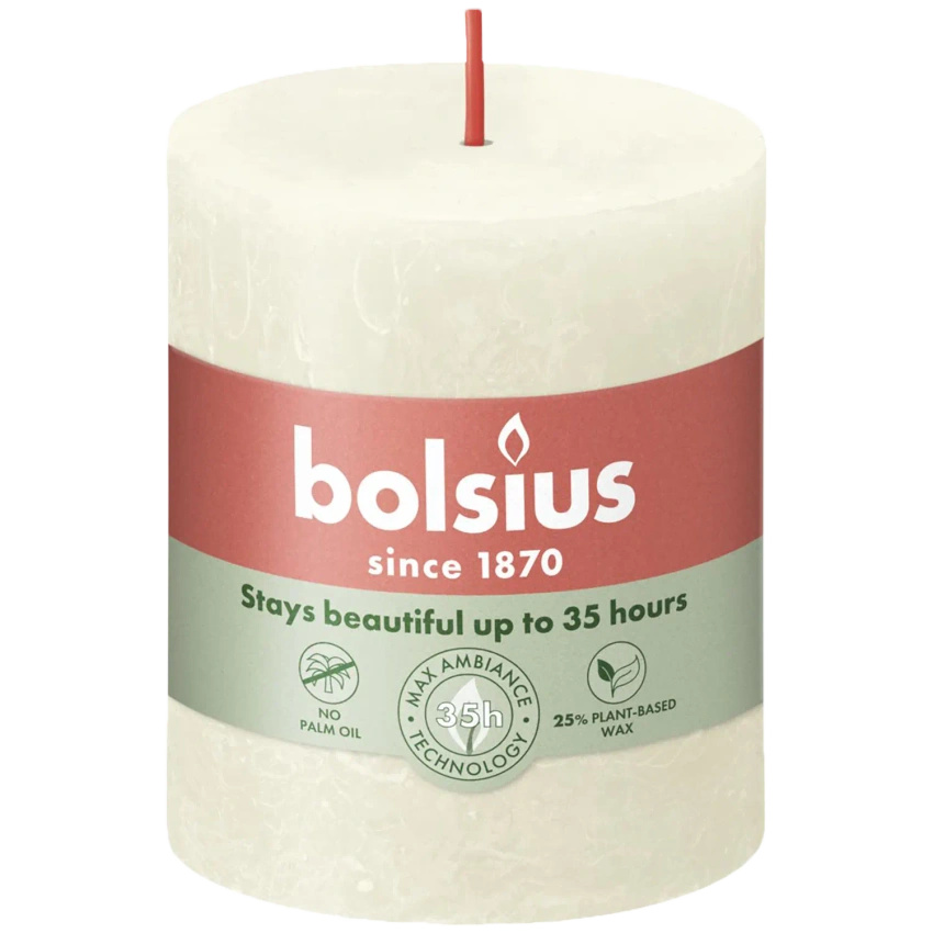 Bolsius rustieke boomstam kandelaar Rustic Shine 80/68 mm - Zachte parel