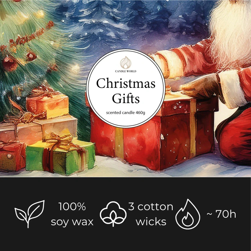 Candle World kerst geurkaars van soja 3 lonten Christmas Gifts 460 g