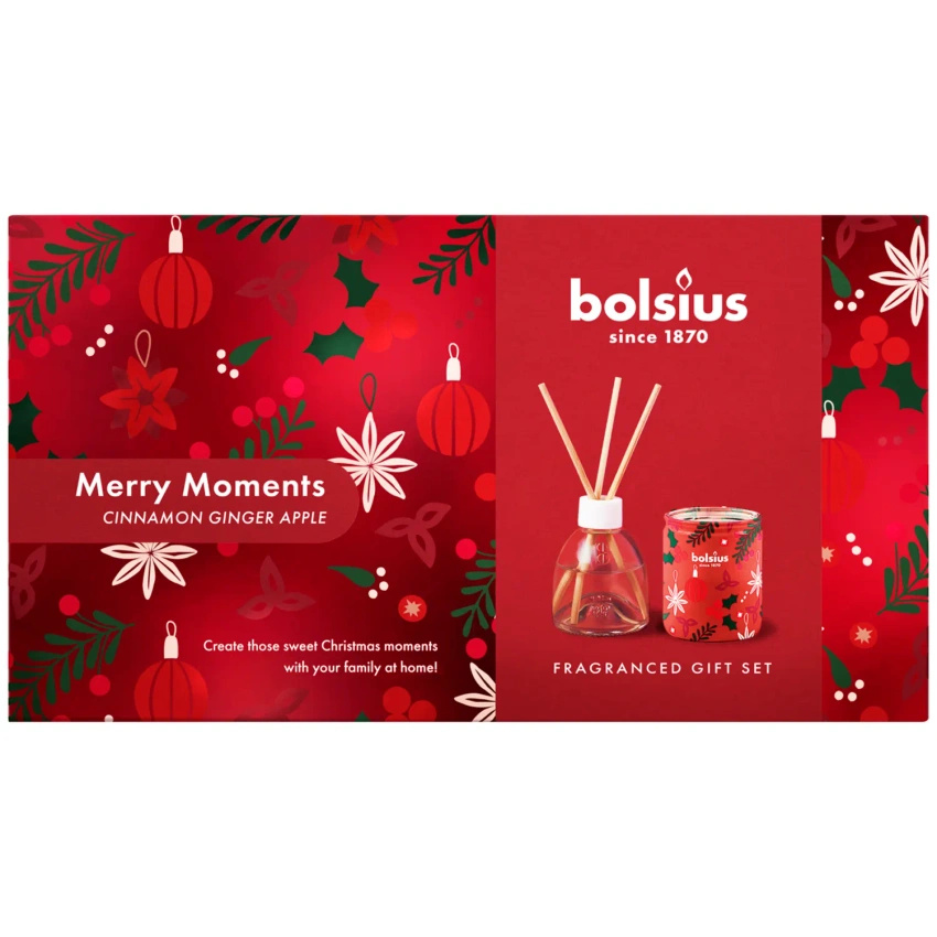 Bolsius set de Regalo de Navidad Merry Moments Manzana y Canela