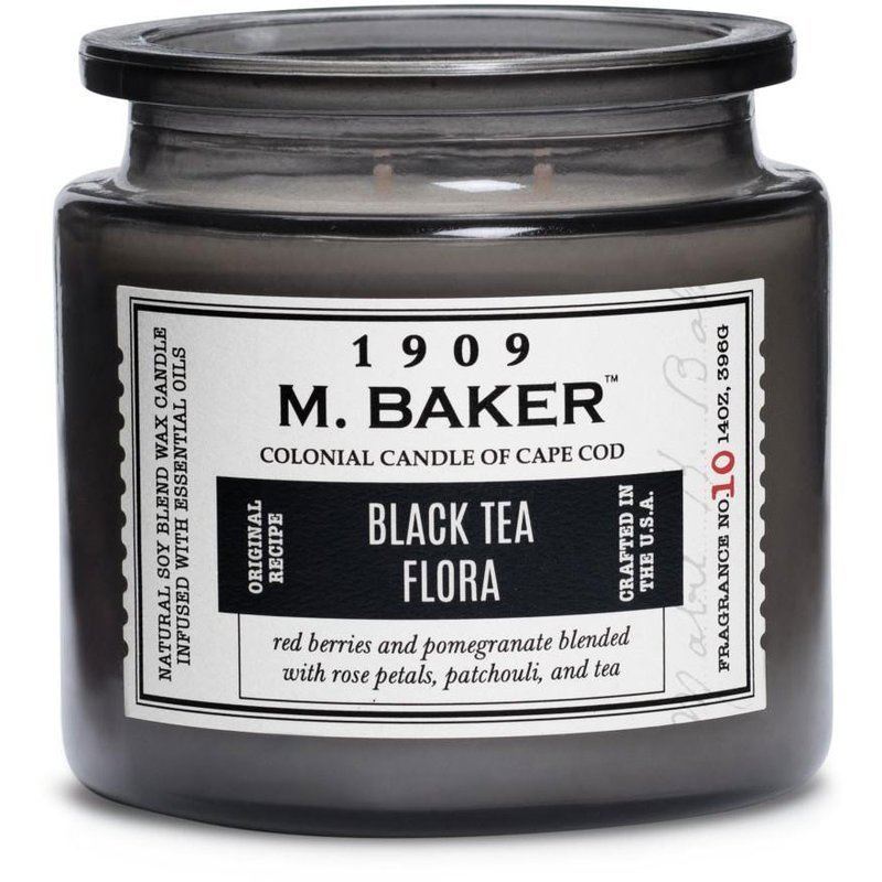 Vela perfumada soja farmacia tarro 396 g Colonial Candle M Baker - Black Tea Flora