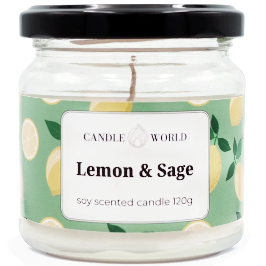 Candle World vela perfumada de soja tarro Lemon Sage 120 g Salvia Limón