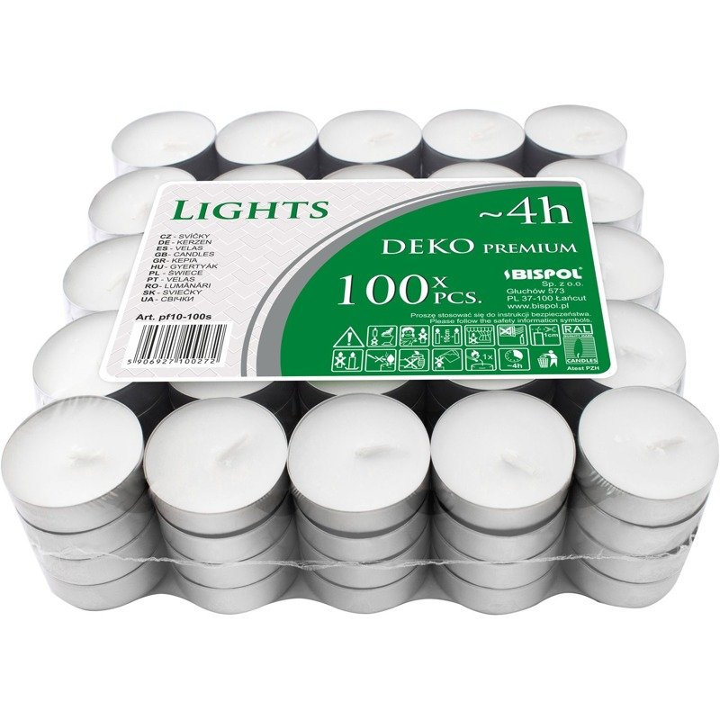 Bispol Deko Premium Lights podgrzewacze tealighty bezzapachowe ~ 4 h 100 szt