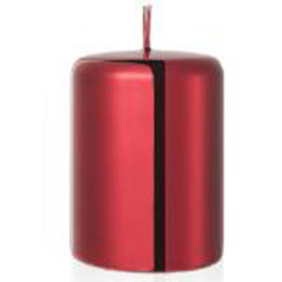 Czerwona dekoracyjna świeca słupek metalizowana 100/70 mm FEM Candles