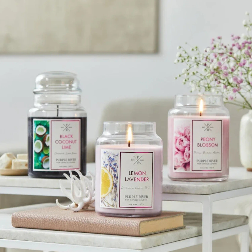 Soy scented candle Black Coconut Lime Purple River 623 g