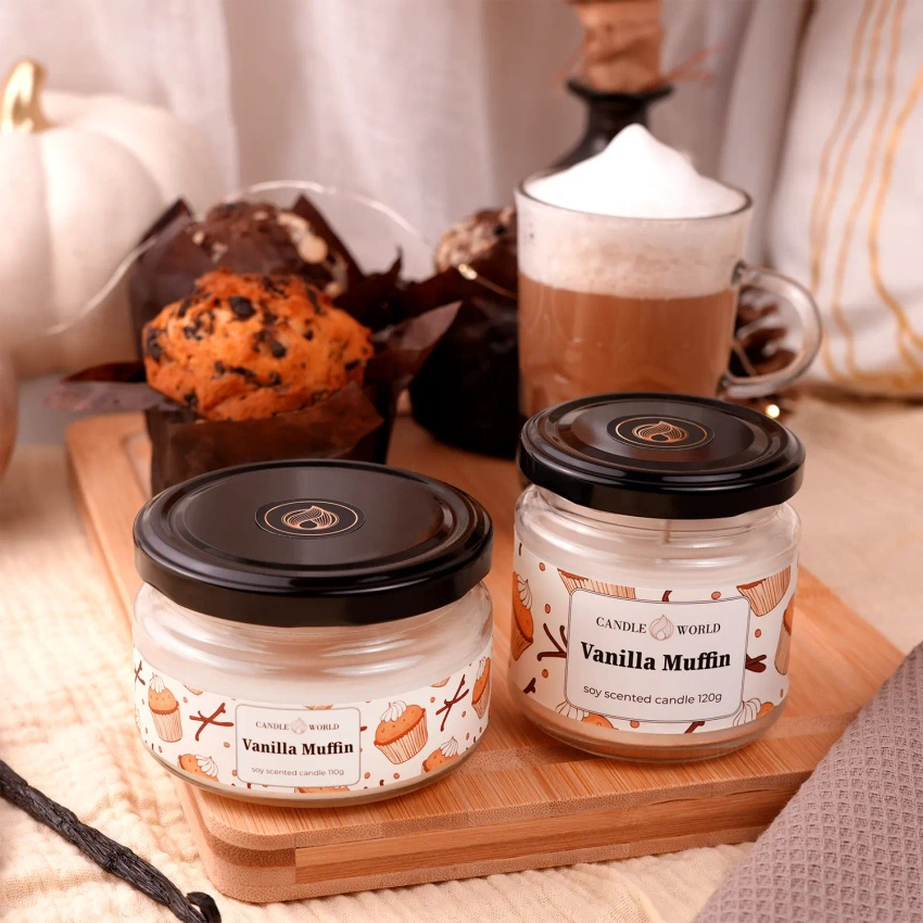 Candle World Soja Duftkerze Glas Vanilla Muffin 120 g Vanille