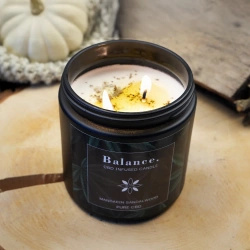 Bougie parfumée au soja CBD en verre Balance Mandarin Sandalwood Candle Brothers 350 g