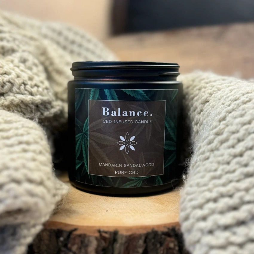 Soy scented candle in glass CBD Balance Mandarin Sandalwood Candle Brothers 350 g