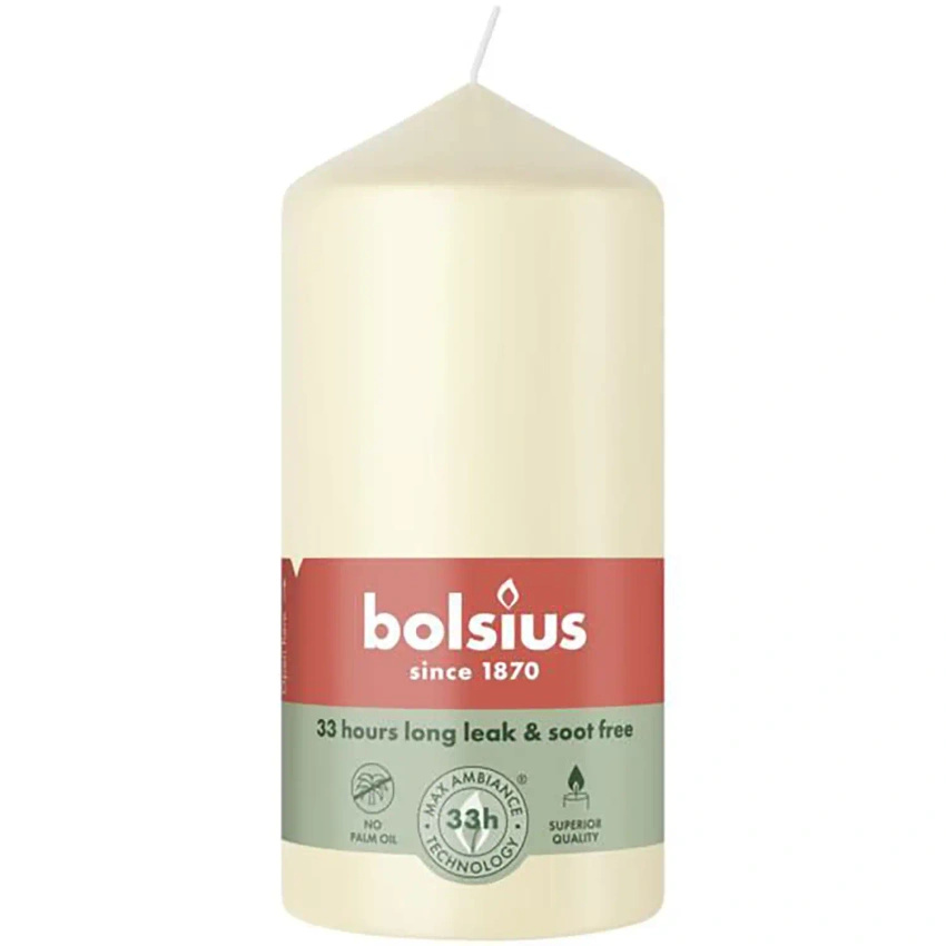 Bolsius świeca bryłowa pieńkowa słupek bezzapachowa 120/58 mm Essentials - Delikatny Perłowy Soft Pearl