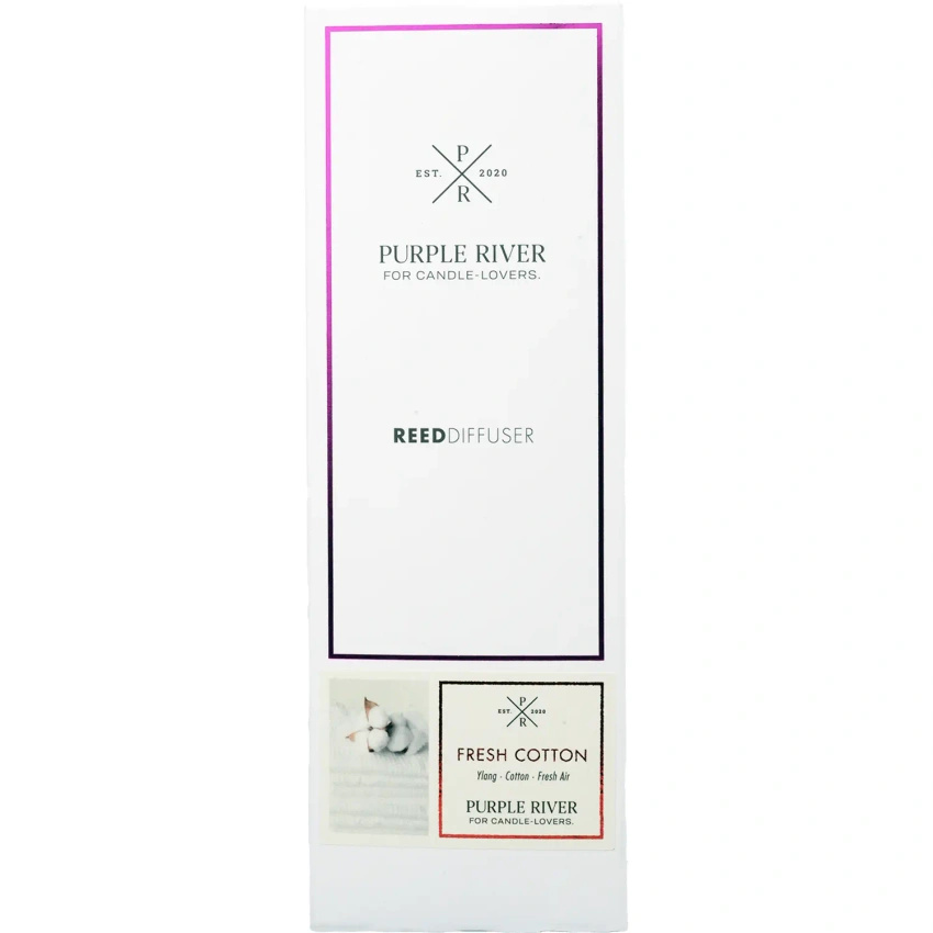 Purple River patyczki zapachowe Fresh Cotton w szklanym flakonie 100 ml