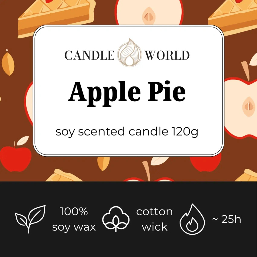 Candle World bougie de soja parfumée pot Apple Pie 120 g Tarte aux pommes