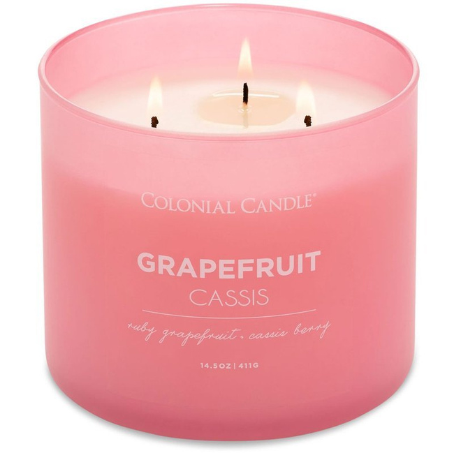 Colonial Candle Pop Of Color Duftkerze aus Sojabohnen im Glas 3 Dochte 14,5 oz 411 g - Grapefruit Cassis