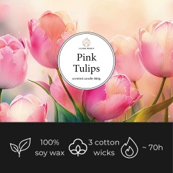 Candle World soja bloemen geurkaars 3 lonten Pink Tulips 460 g