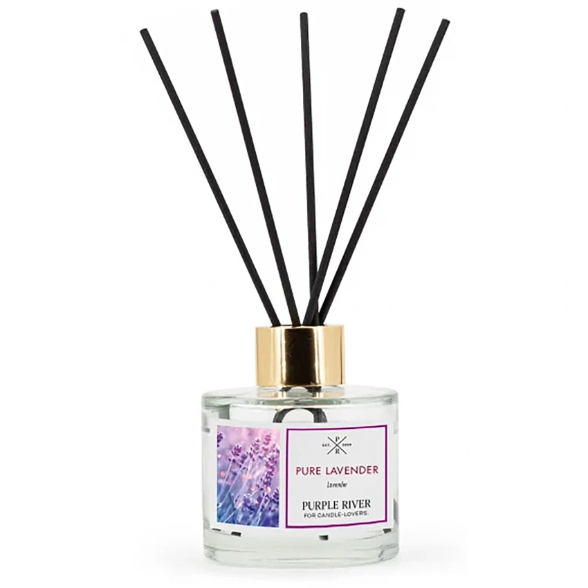 Diffusori a bastoncini in bottiglia di vetro confezionata in una scatola Pure Lavender Purple River 100 ml