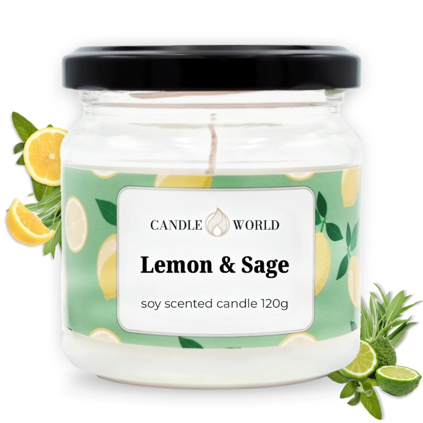 Candle World soja-Duftkerze im Glas Lemon Sage 120 g Salbei-Zitrone