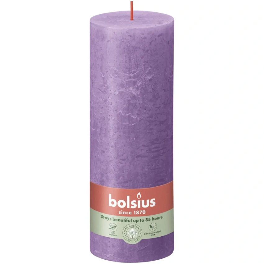 Bolsius tronco rústico poste de vela Rustic Shine 190/68 mm 19 cm - Violeta vibrante