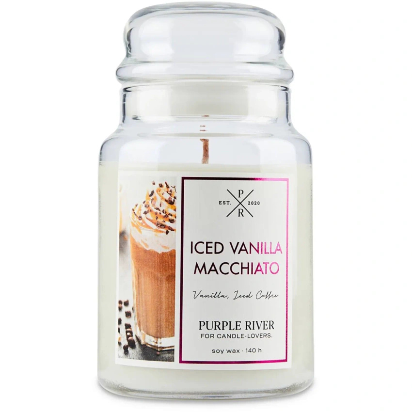 Sojová vonná svíčka Iced Vanilla Macchiato Purple River 623 g