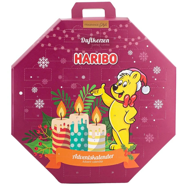 Advento kalendorius Haribo kvapiosios arbatinės žvakutės