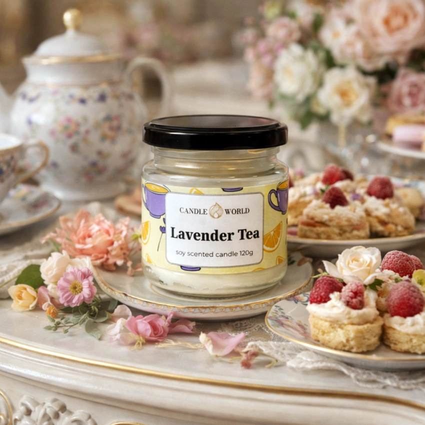 Candle World sojowa świeca zapachowa słoik Lavender Tea 120 g Lawenda