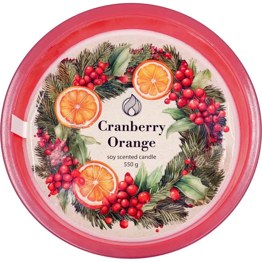 Candle World świąteczna świeca zapachowa sojowa szkło Cranberry Orange 550 g