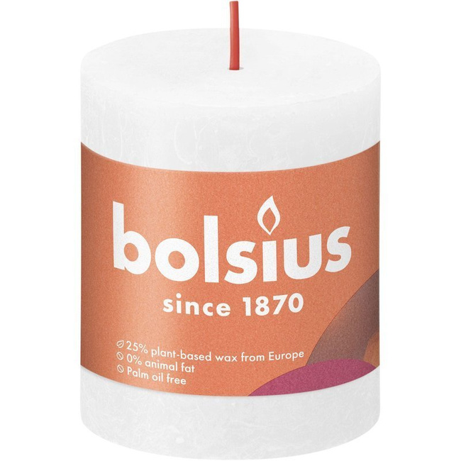 Bolsius Rustic Shine unscented solid pillar candle 80/68 mm - Cloudy White
