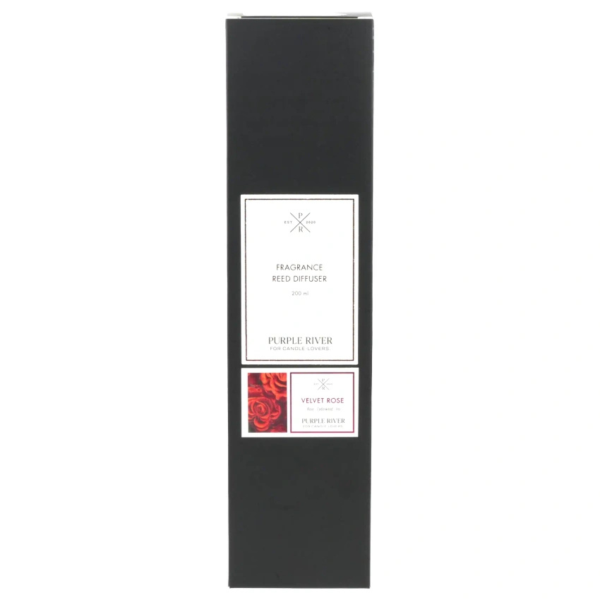Diffusori a bastoncini in bottiglia di vetro confezionata in una scatola Velvet Rose Purple River 200 ml