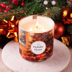 Candle World vela perfumada de Navidad soja 3 mechas Holiday Home 460 g