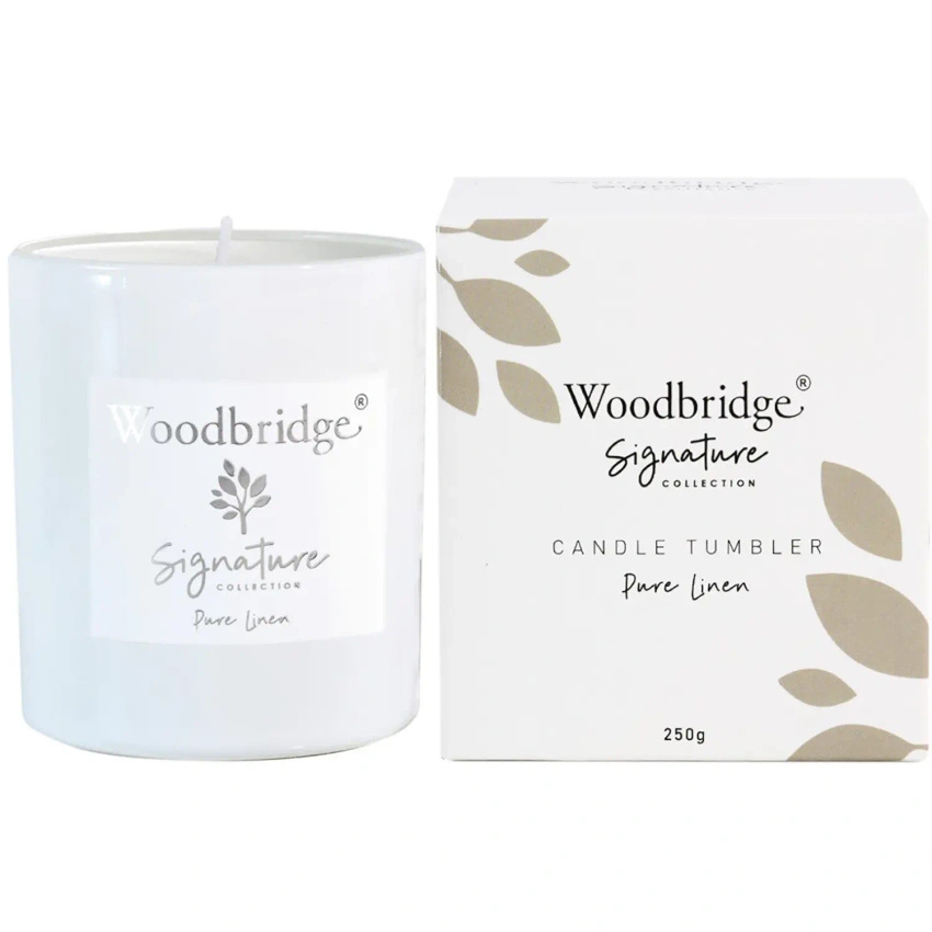 Geschenkkaars frisse wasgeur geur Pure Linen 250 g Woodbridge