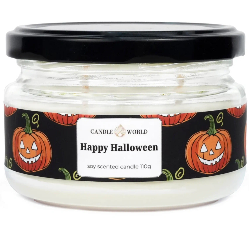 Candle World sojowa świeca zapachowa słoik Happy Halloween 110 g Dynia