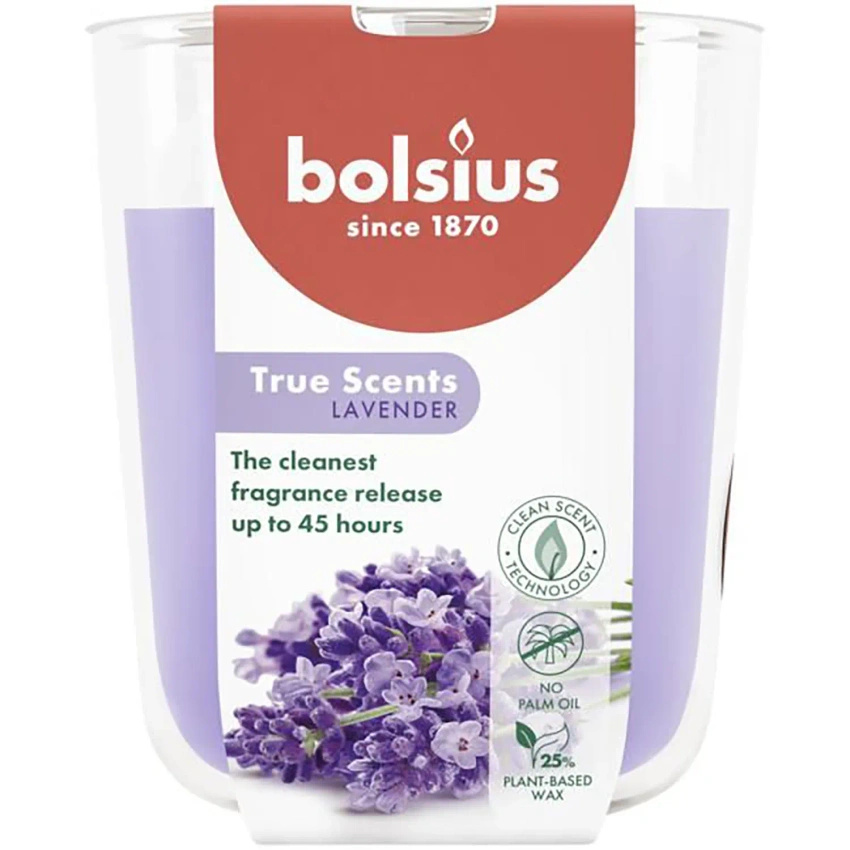 Bolsius True Scents candela profumata in vetro 97/83 mm - Lavanda Lavanda