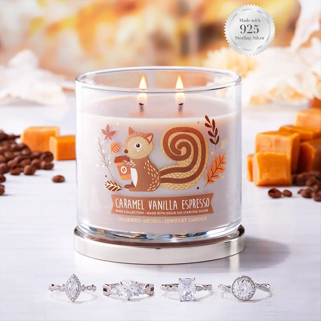 Šperková svíčka Charmed Aroma 340 g prsten - Caramel Vanilla Espresso