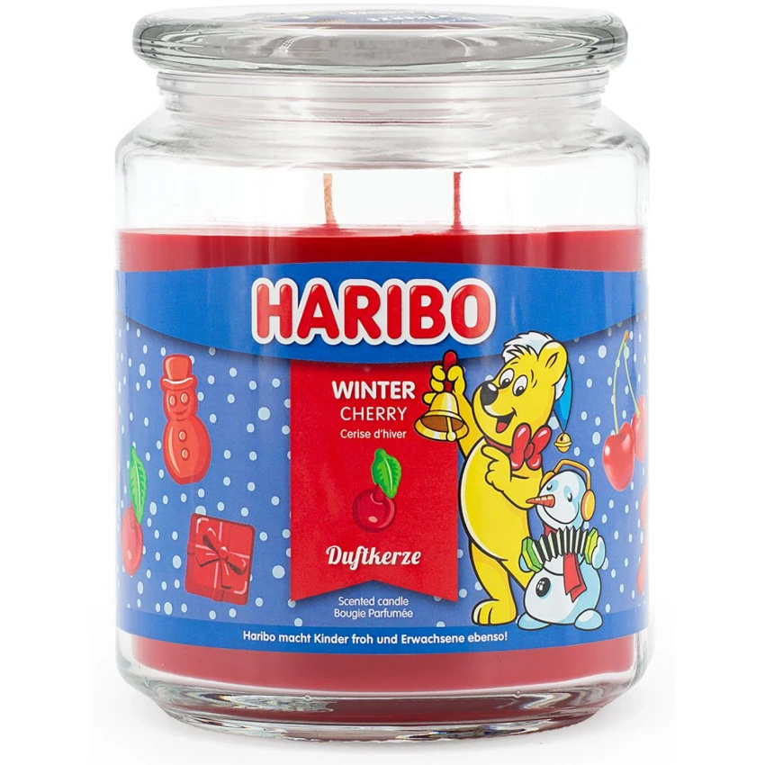 Haribo große Duftkerze Weihnachten im Glas Kirsche Haribo Winter Cherry 510 g