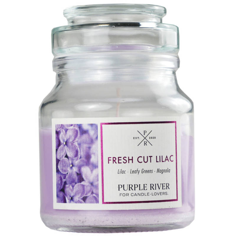 Bougie parfumée de soja floral en verre fleur lilas Fresh Cut Lilac Purple River 113 g