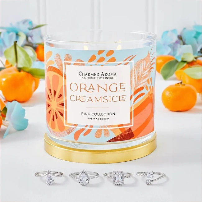 Charmed Aroma jewelry candle 12 oz 340 g ring - Orange Creamsicle