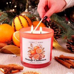 Candle World soja-Duftkerze aus Glas Orange Cinnamon Orange-Zimt 400 g
