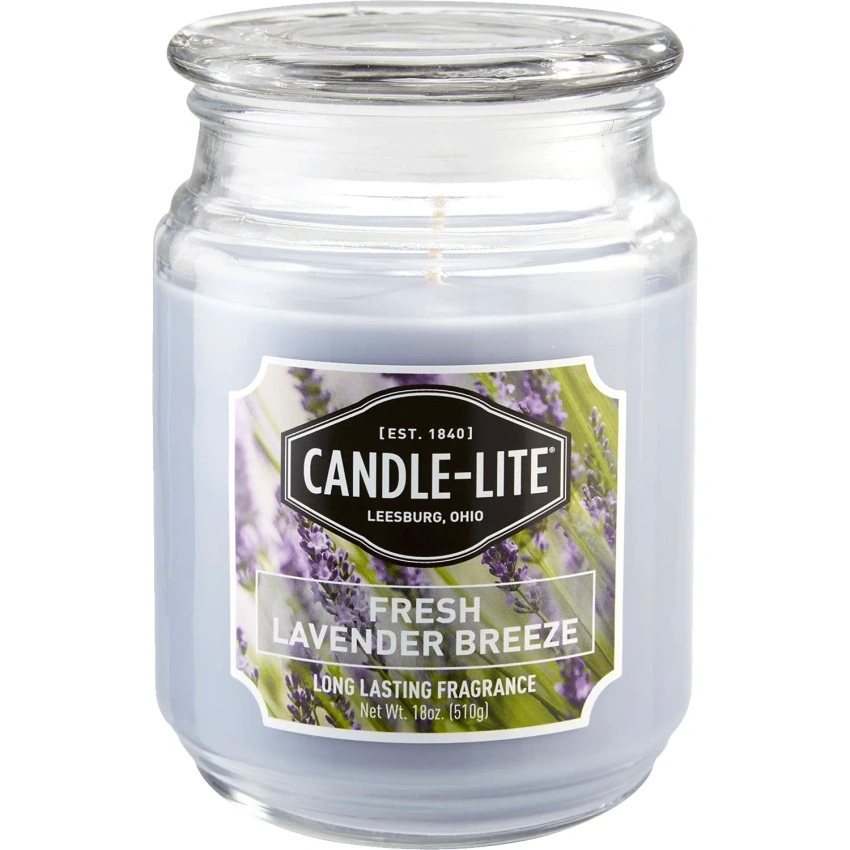 Grande bougie parfumée à la lavande en verre Fresh Lavender Breeze Candle-lite 510 g