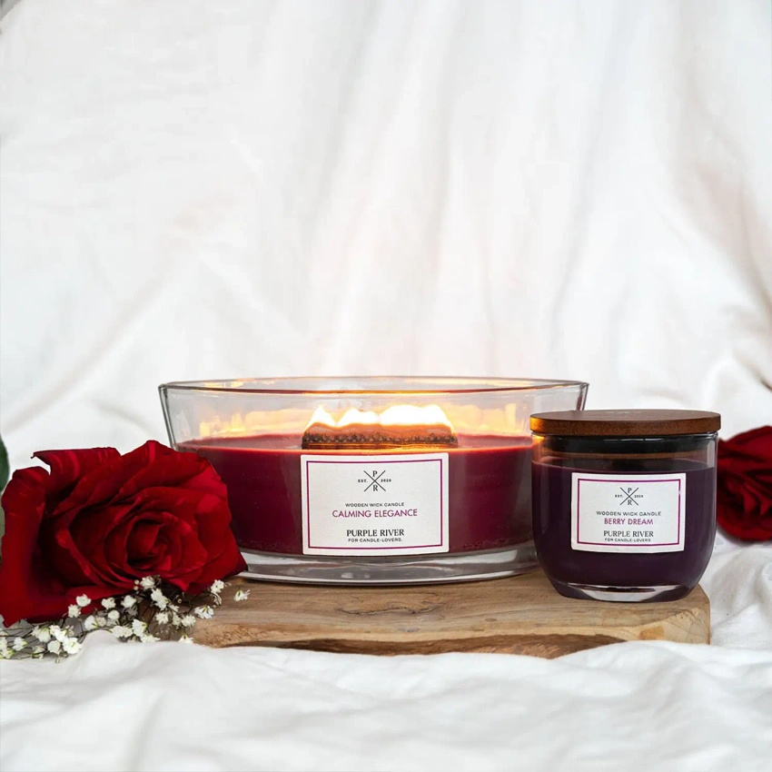 Vonná svíčka s dřevěným knotem borůvka Berry Dream 85 g Purple River