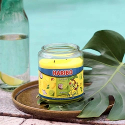 Haribo grote geurkaars in glas - Kokosnoot Limoen Coconut Lime