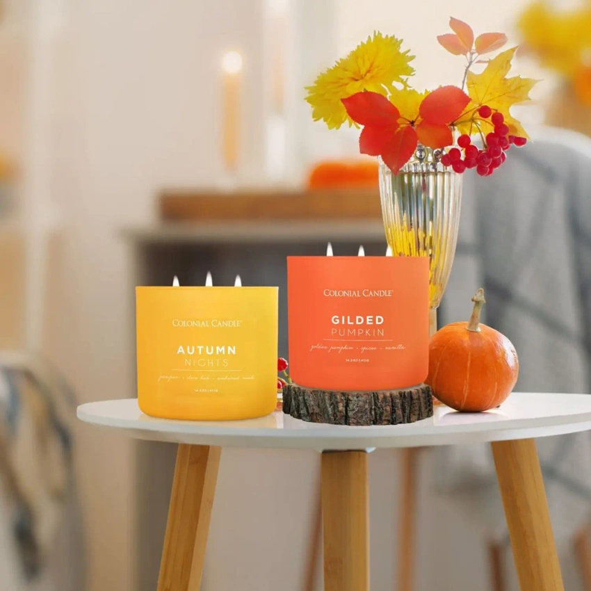 Vela de soja perfumada en vaso 3 mechas - Autumn Night Colonial Candle