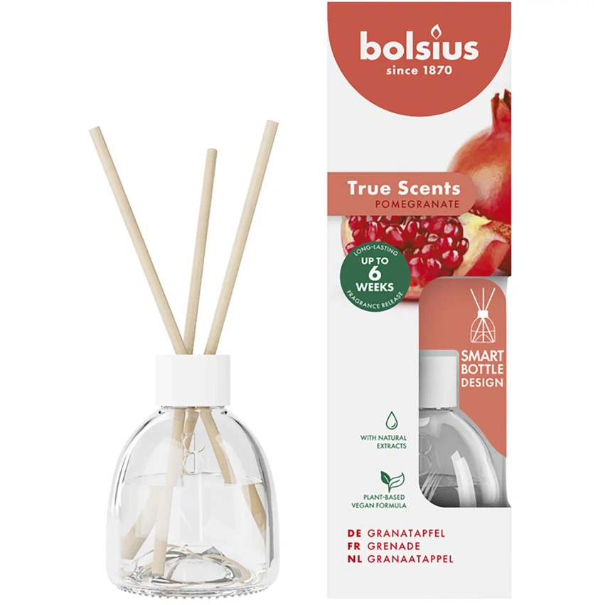 Bolsius True Scents diffusore di fragranze a bastoncini 60 ml in vetro - Frutto di melograno