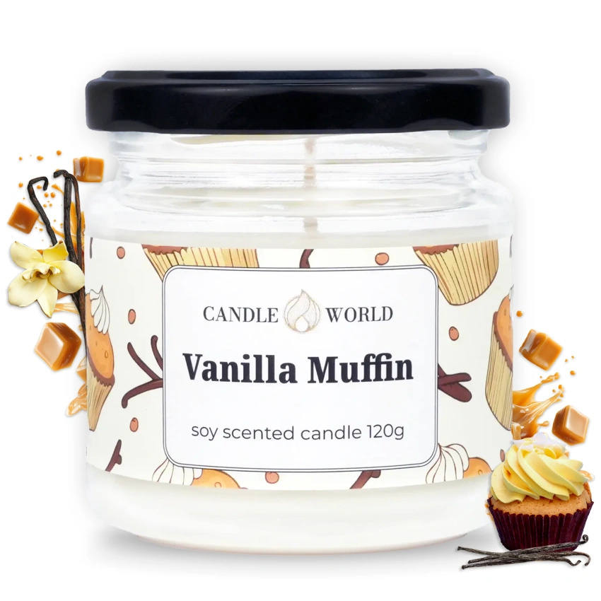 Candle World sojová vonná svíčka sklenice Vanilla Muffin 120 g Vanilka